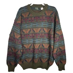 Marshall Fields New Traditions Sweater Men XL Wool Mohair Blend Geometric Jumper